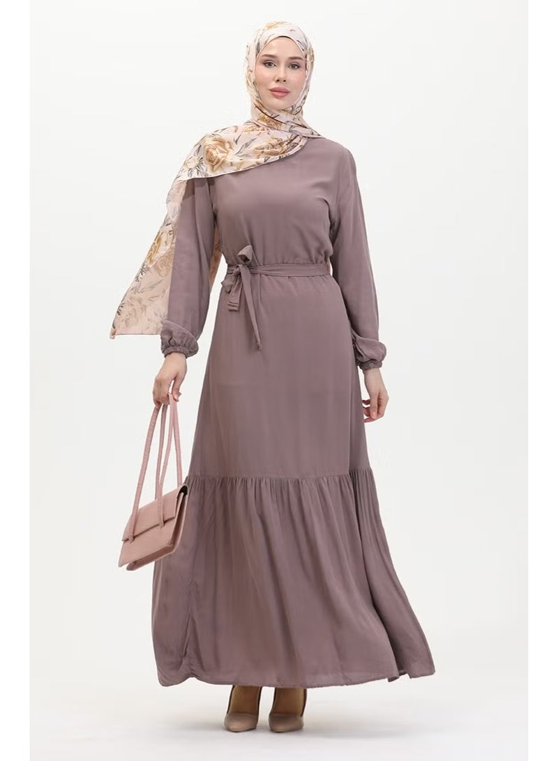 Sefa Merve Belted Dress 0512-02 Mink - Image 1